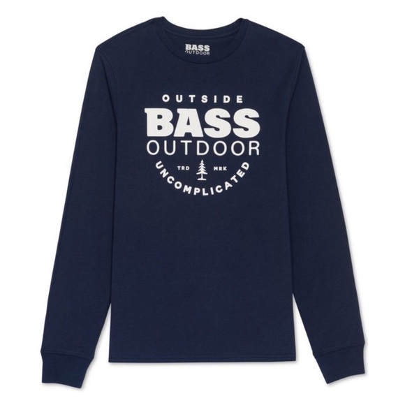 New Bass Outdoor Men's Uncomplicated Long Sleeve Logo T-Shirt Blue Size M - Picture 1 of 7